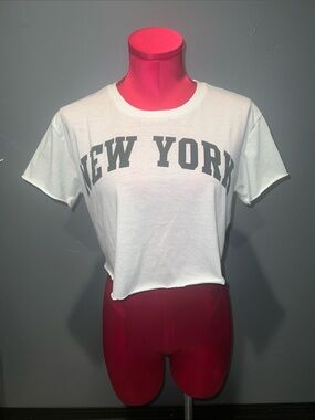 White New York Vintage Crop Tee